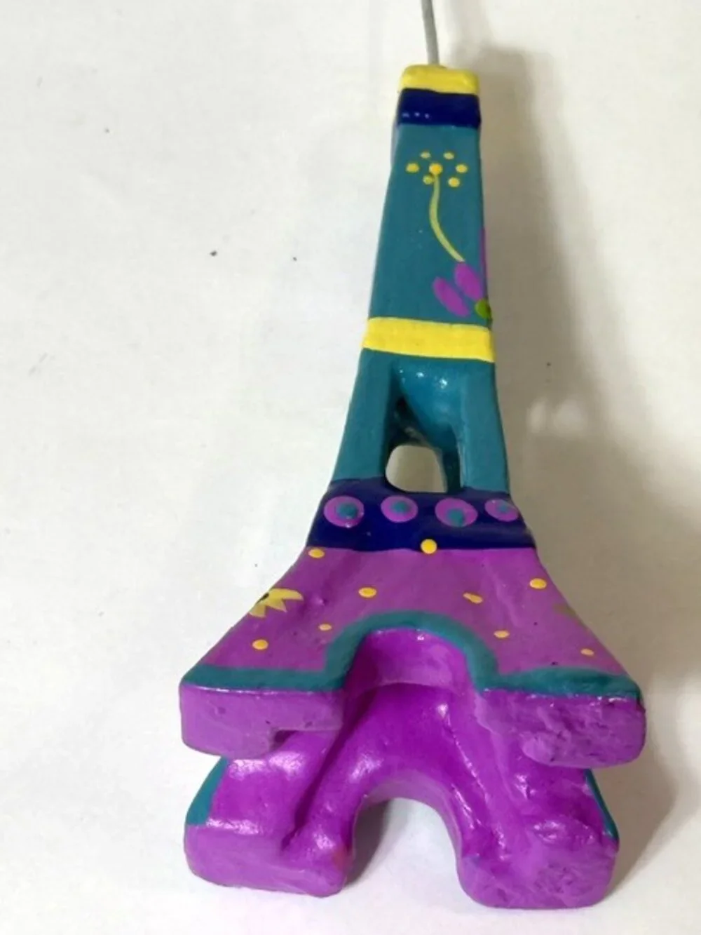 Handpainted Eiffel Tower Christmas ornament.